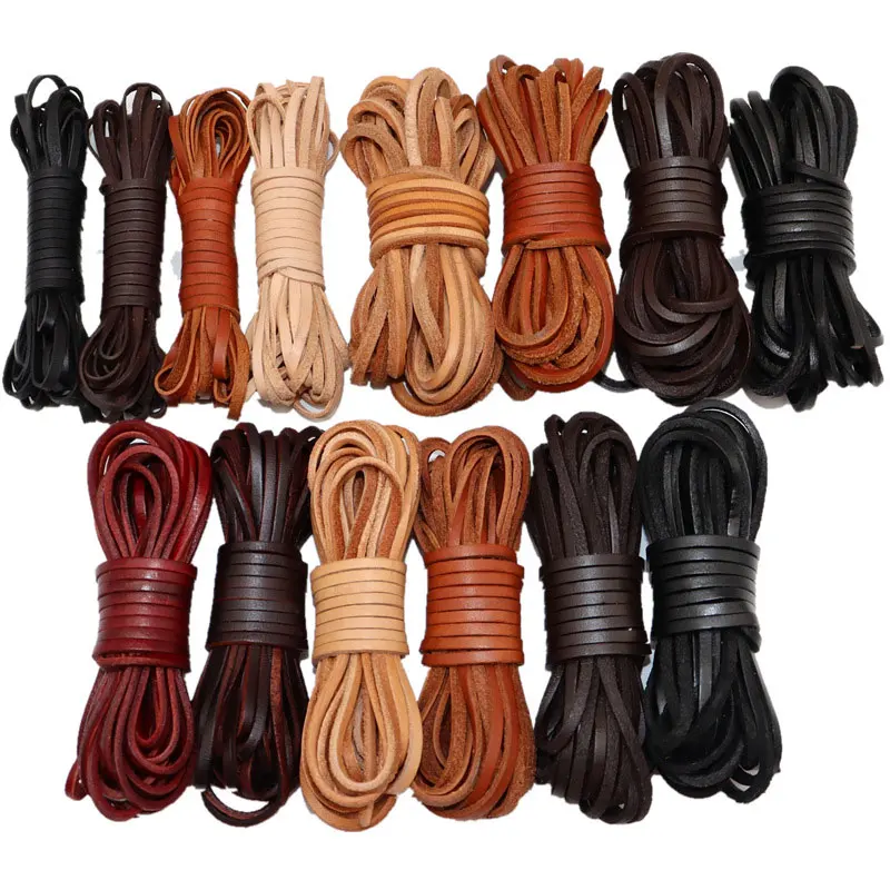 Description Picture 4 of item1/2/3mm Black Brown Genuine Cow Leather Rounde Flat Thong Cord Bracelet Necklace Findings Rope String For Jewelry DIY Making