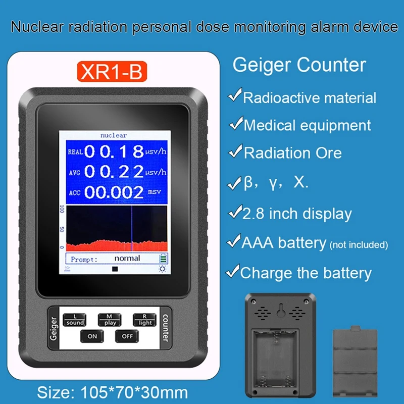 Detector de radiação nuclear contrário Geiger, modos cumulativos médios da dose do tempo real, raio X de Y, verificador radioativo