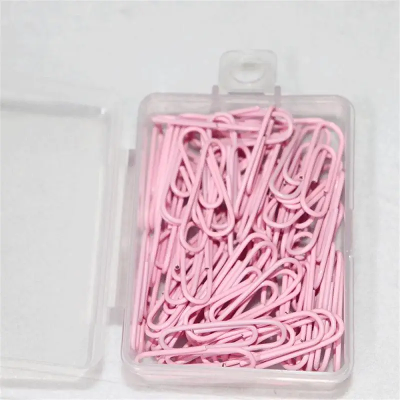 Box Colored Paper Clip Metal Clips Memo Clip Bookmarks Stationery Office Accessories School Supplies Length 18mm/50mm