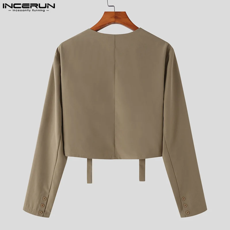 Casual Style Men Tops Short Bandage Cardigan Blazer Stylish Male Loose Comfortable All-match Simple Suits S-5XL mens blazer