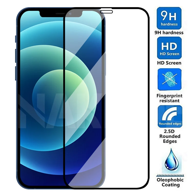 

9D Full Cover Tempered Glass For iPhone 11 12 13 Pro Max Screen Protector iPhone 12 13 mini 11 Pro X XR XS Max Protective Film