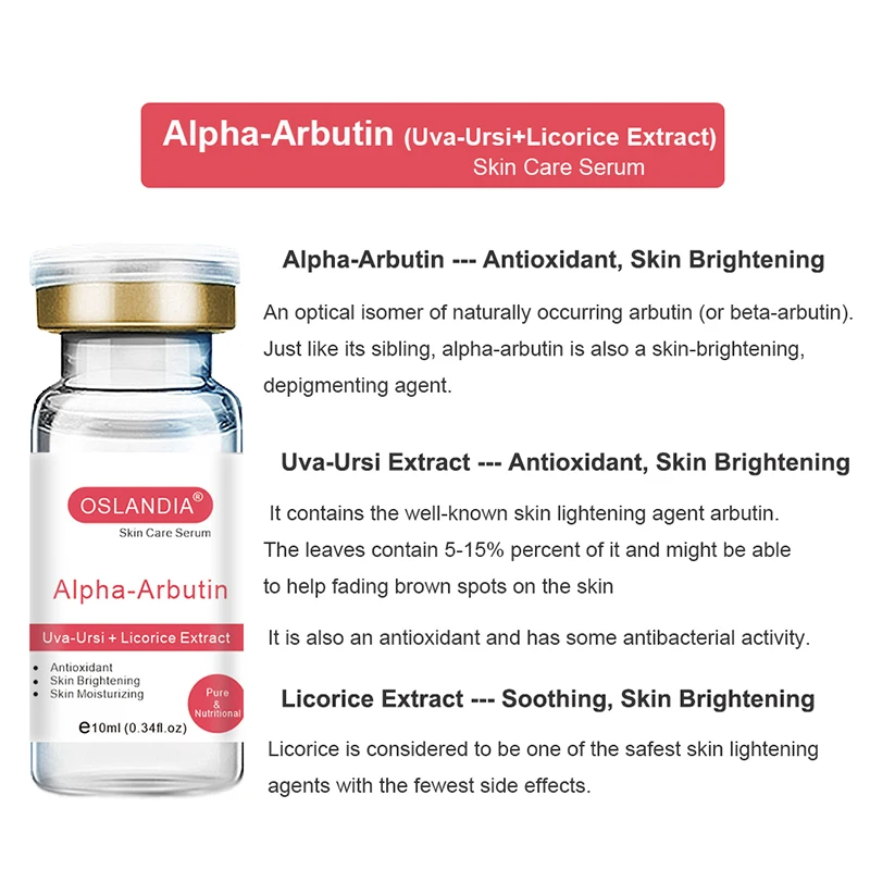 Oslandia Alpha-Arbutin Tranexamic Acid Apple Stem Cell Bio Placenta Face Essence Brightening Skin Facial Serum 10mLx12 Vials/Box