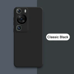 Premium Square Liquid Silicone Protective Phone Case - Soft 360° Fashion Mobile Cover for Huawei P60 (Classic Black)
