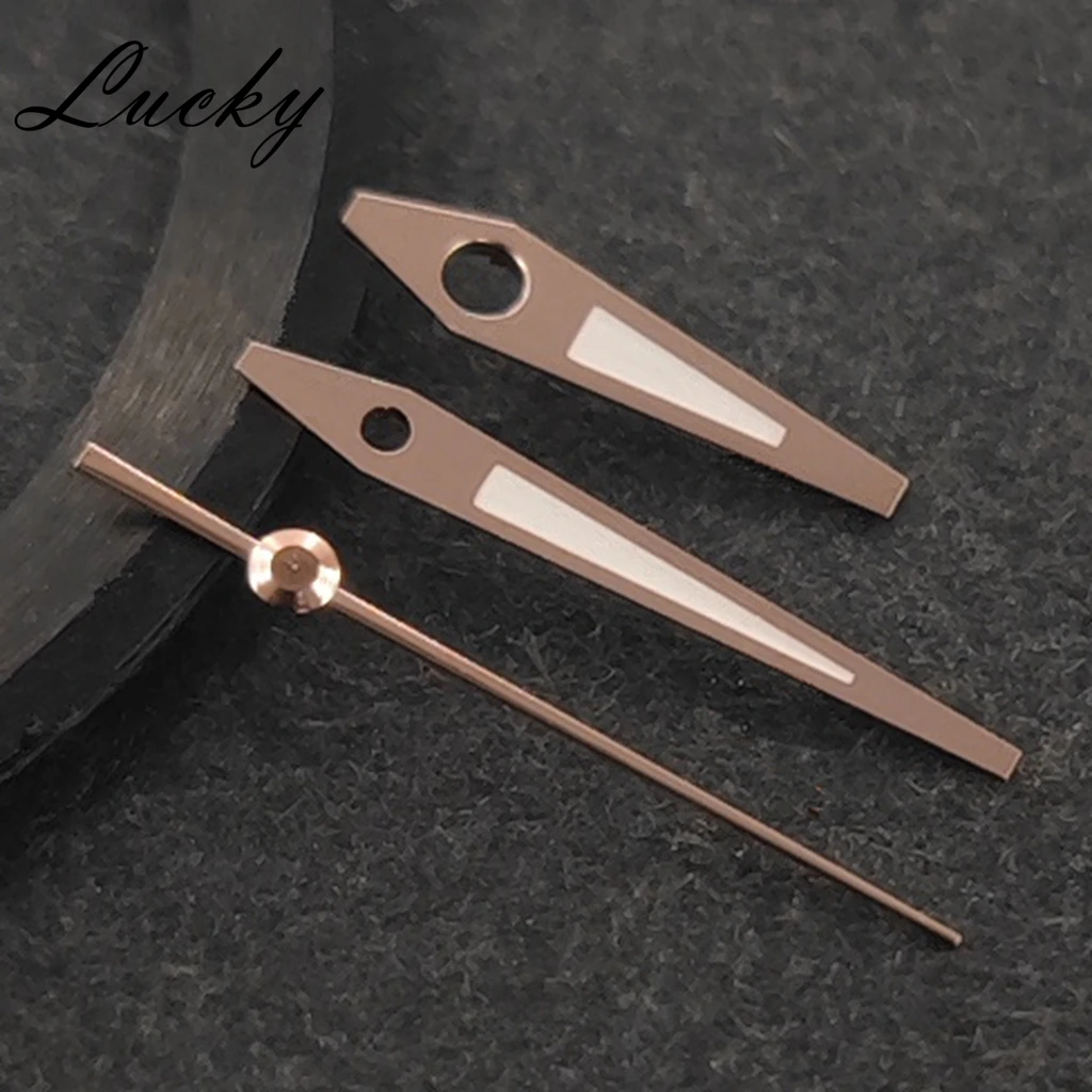 Silver, Black, Rose Gold, and Gold Watch Hands with Green Luminous Finish