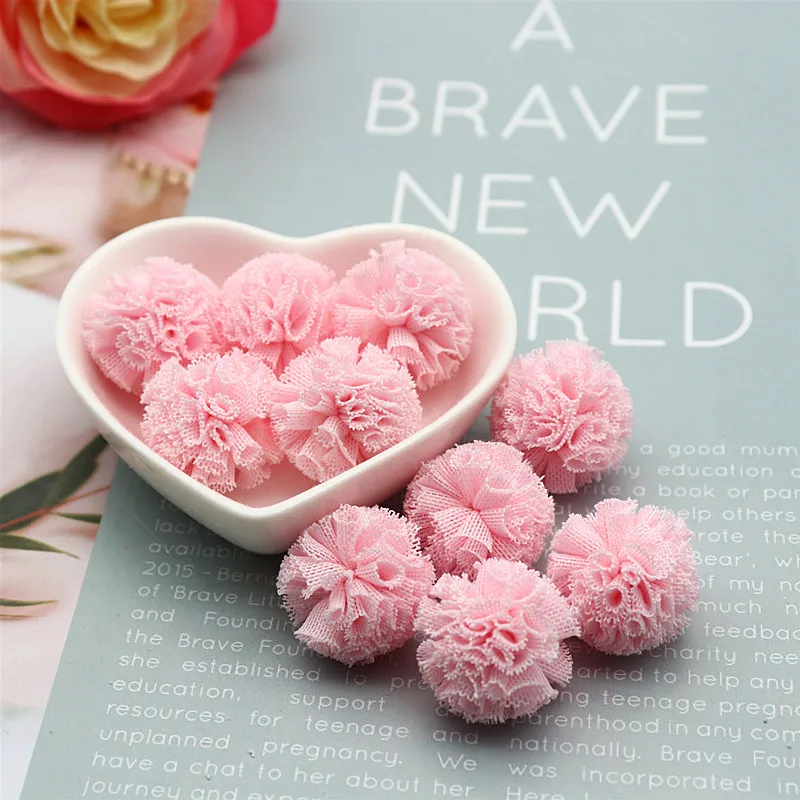 24-48 Pieces 25Mm Net Yarn Elastic Flower Ball DIY Craft Supplies For Jewelry Decoration