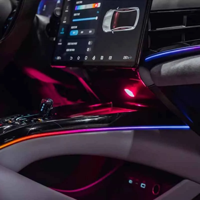 BYD 도장 EV 2022-2023 풀 컬러 스트리머 자동차 주변 조명, RGB 64 색 범용 LED 인테리어 히든 스트립 램프