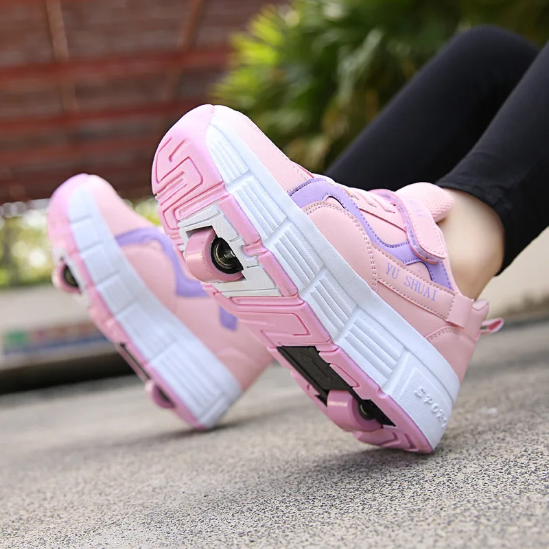 New Kids 2 Wheels Roller Skates Sneakers Shoes Skating Outdoor Blade Retractable Flying Shoes Child Girl Boys Breathable Silding kids roller shoes