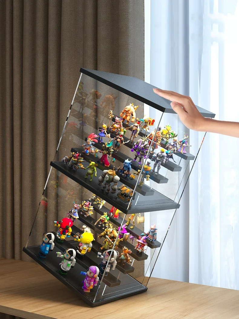 Acrylic Display Case with LED Light for Figurines and Toys