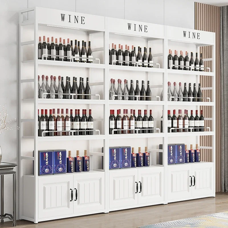 Antique Furniture Open Cabinets Elegant Vintage Wine Stands Refrigerator Rack Portable Bar Room Liquor Metal Storage Cabinet