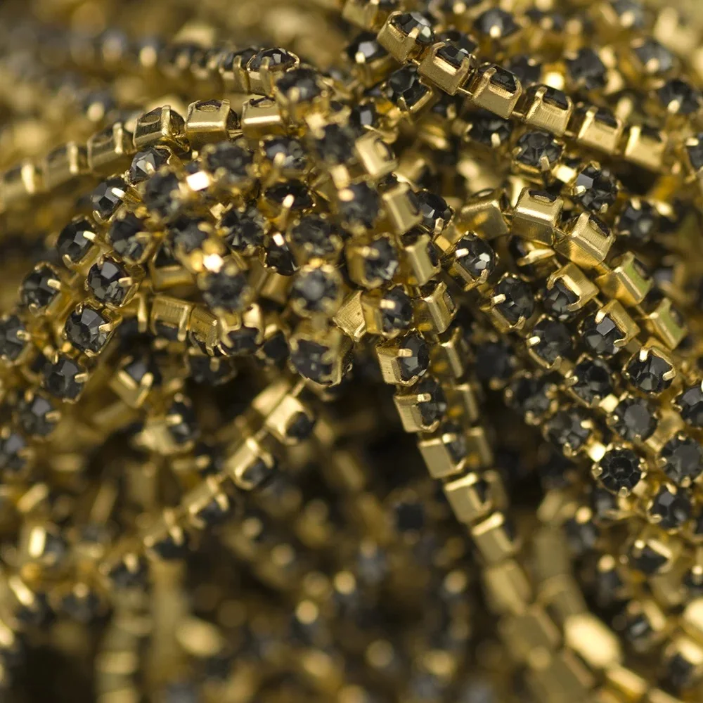 YANRUO 10 Meter Nähen Kristall Close Cup Kette Strass Gold Klaue Einstellung Zierkette DIY Schmuck Zubehör – Detail 8