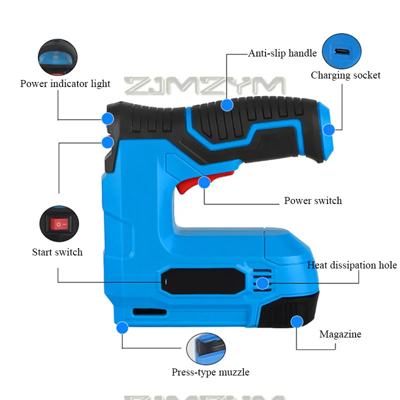 100PCS 용량 전기 스테이플러 2In1 리튬 이온 무선 네일 건 목재 프레임 Multitool Nailer DIY 도구 홈 실내 장식