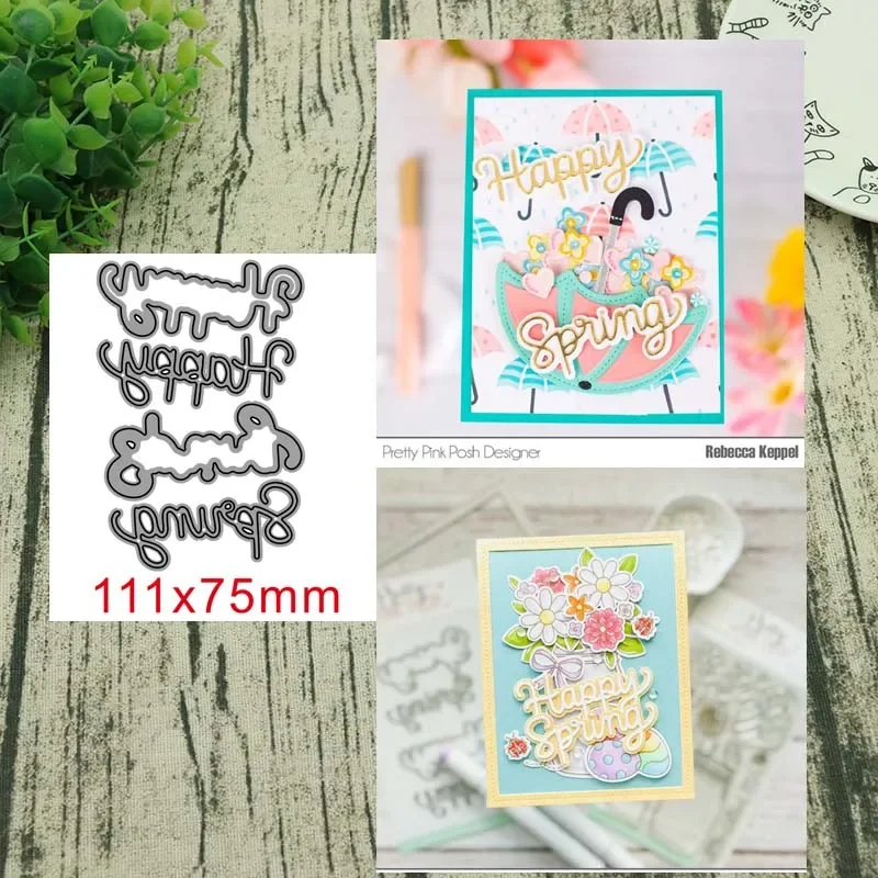 

Bunny craft Metal Cutting Dies Happy Spring Shadow For DIY Scrapbook Cutting Die Paper Cards Embossed Craft Die Cut