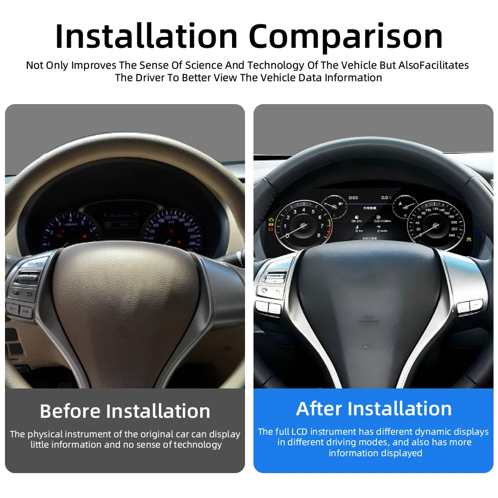 Panel de instrumentos digital para Nissan Teana / Murano / Pathfinder, velocímetro con pantalla HD de 12.3” 2