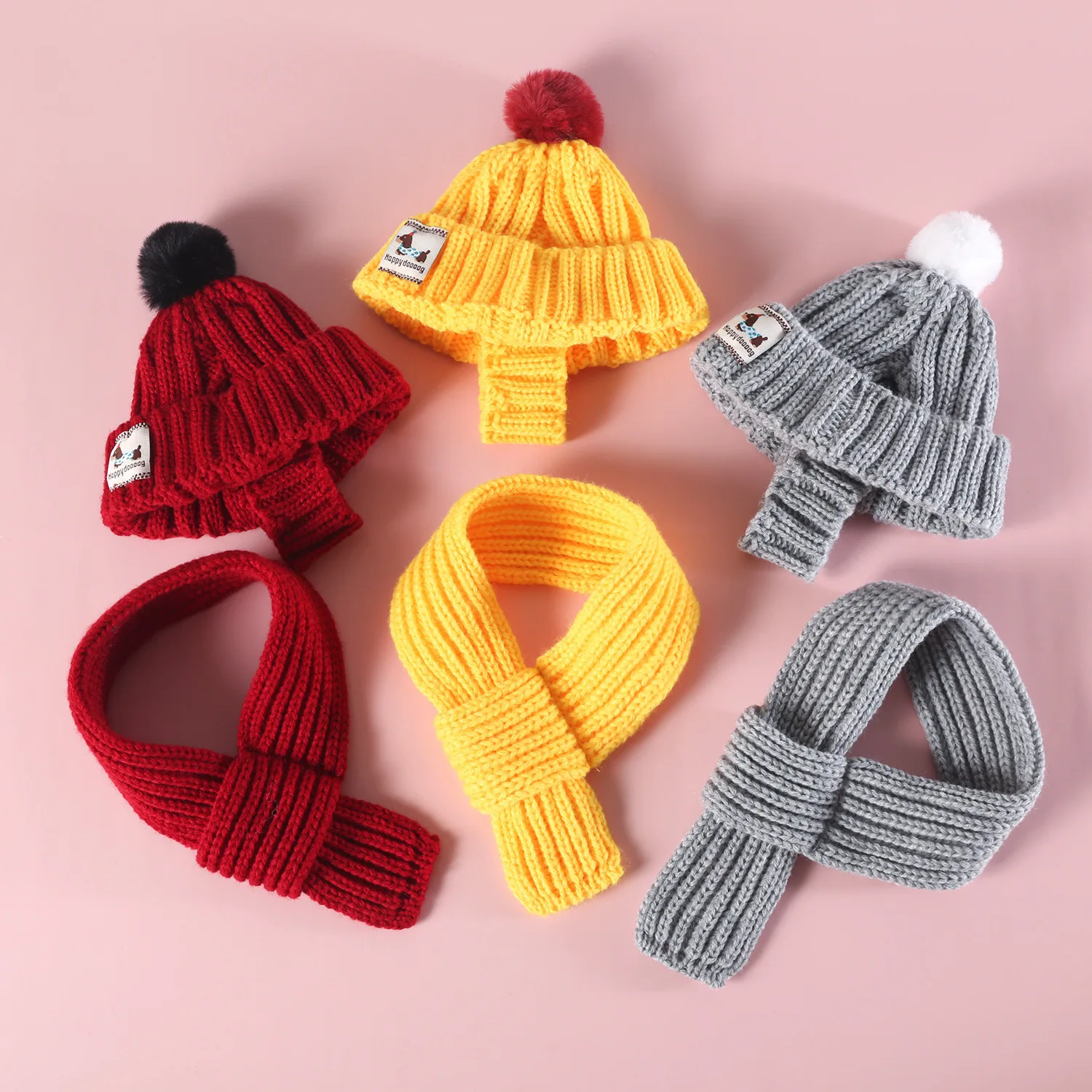 Ensemble bonnet et écharpe d hiver pour chien et chat tricot_voghion.com