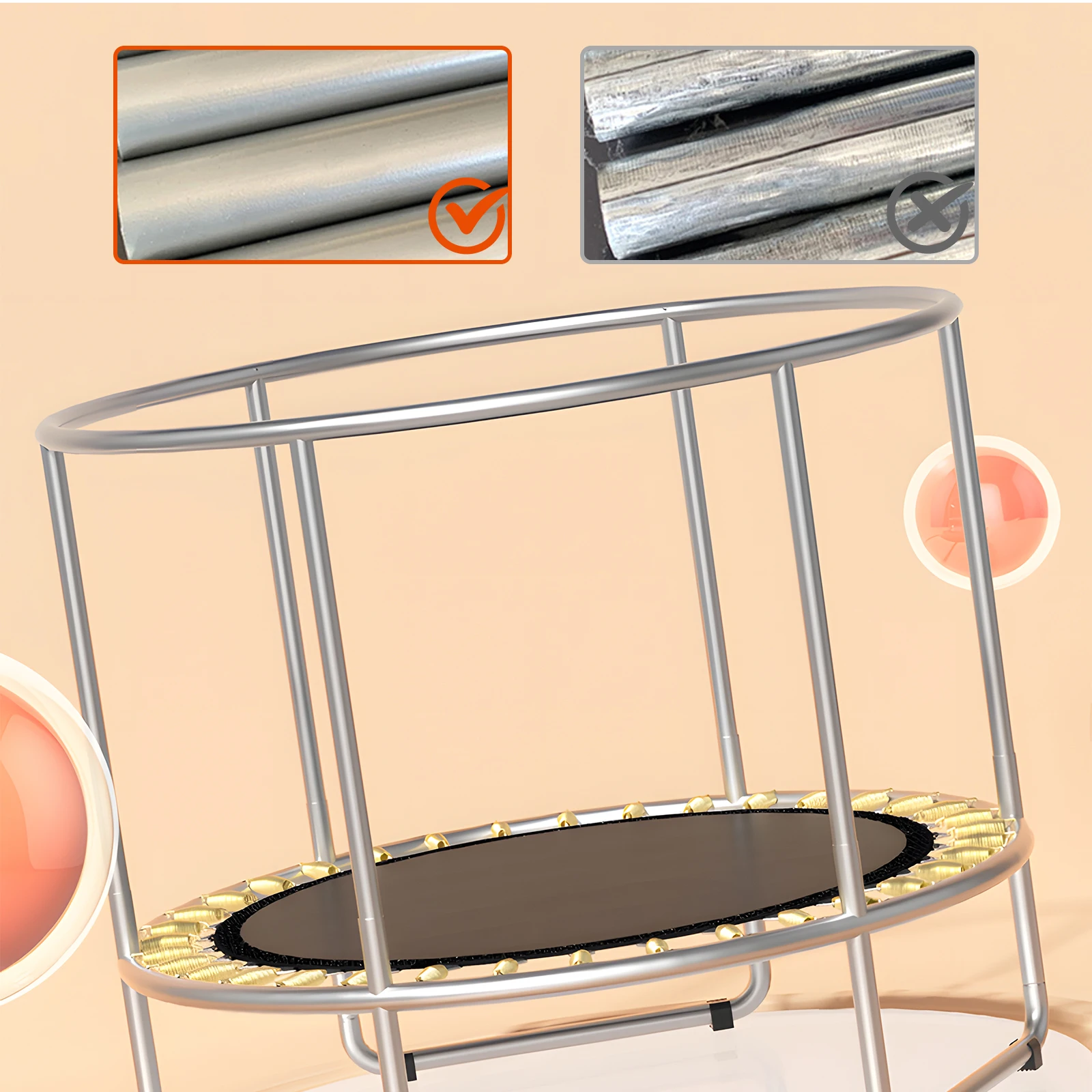 Indoor Trampoline for Kids Ages 1-8, 55" SmallOutdoor Toddler Trampoline with SafetyEnclosure Net, No-Gap Safe Design 4