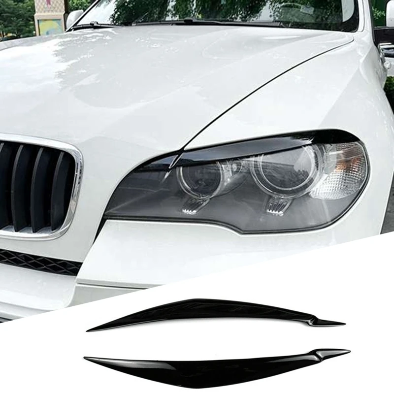 

Для BMW E71 X6 2008-2015 E70 X5M 2006-2013, автомобильные глянцевые черные фары, Накладка для бровей и век, наклейка из смолы