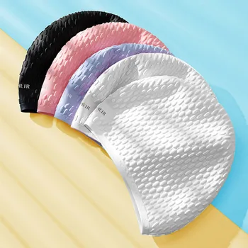 Fashion Elastic Summer Swimming Cap Waterproof Comfortable Silicone Swimming Hat Large Size Cute Cartoon Safe Swimming Hat 1