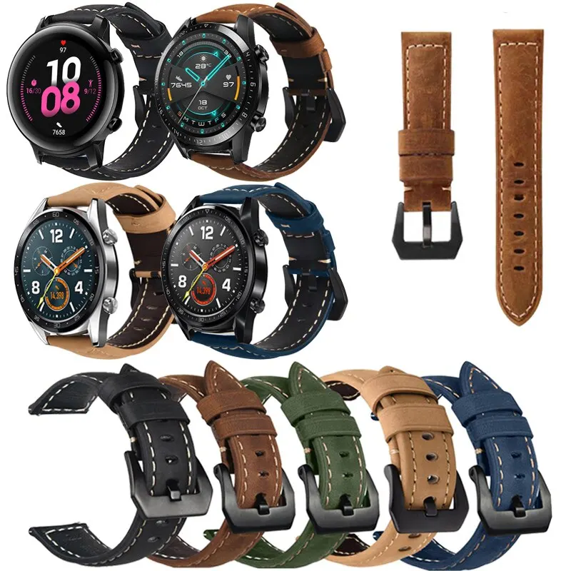 

Crazy Horse Genuine Leather Strap for Huawei huawei watch 4 GT 3 2 Pro band 48mm 43mm 42mm 46mm buds Ultimate Runner watchband