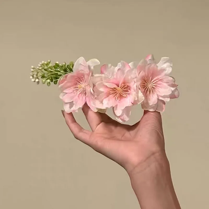 소녀들을 위한 벚꽃 머리핀, 휴가 스타일 꽃 머리 장식, 여성용 헤어 액세서리, 달콤한 헤어핀, 패션 여성용 액세서리