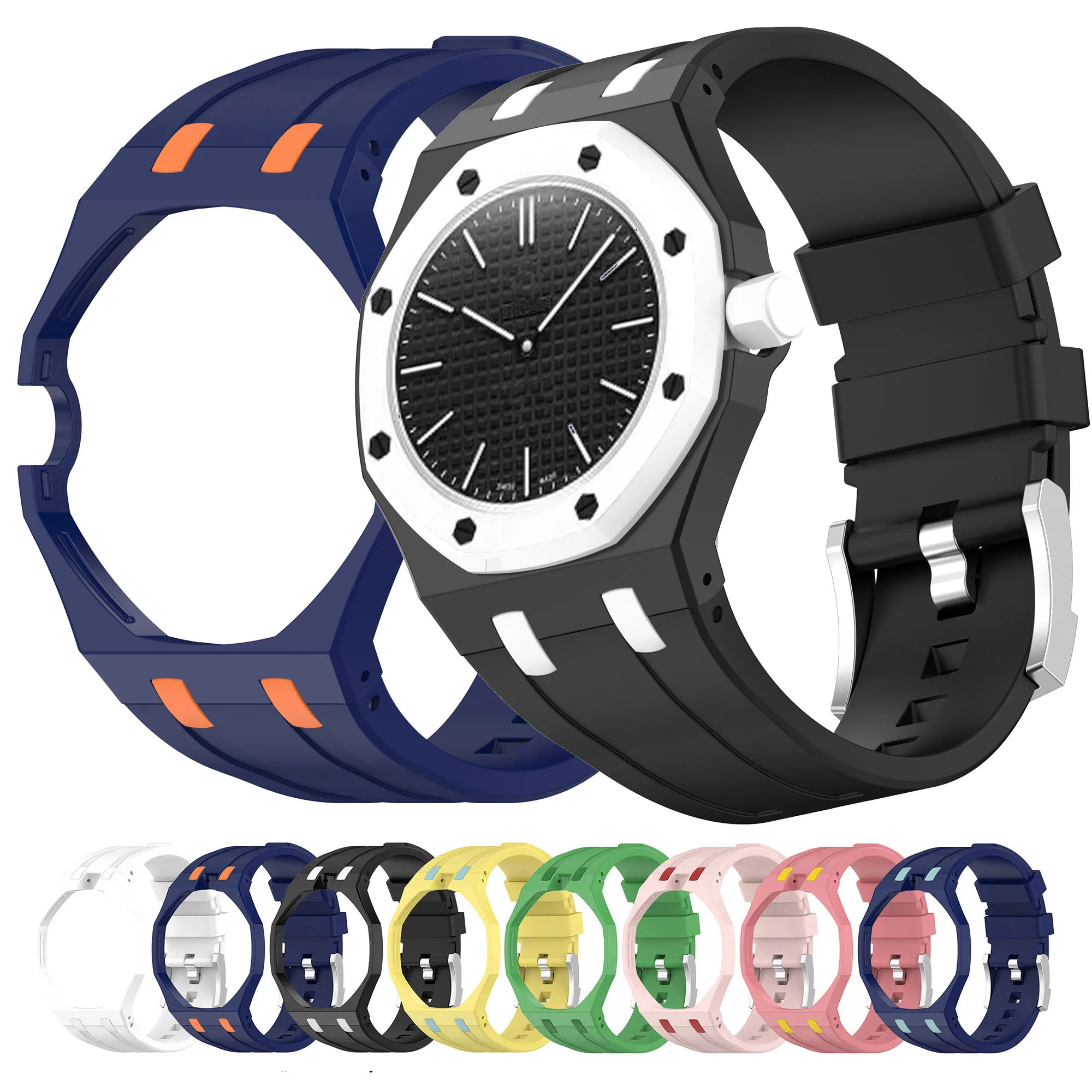 Silicone Strap with Integrated Watch Band and PC Case Accessories