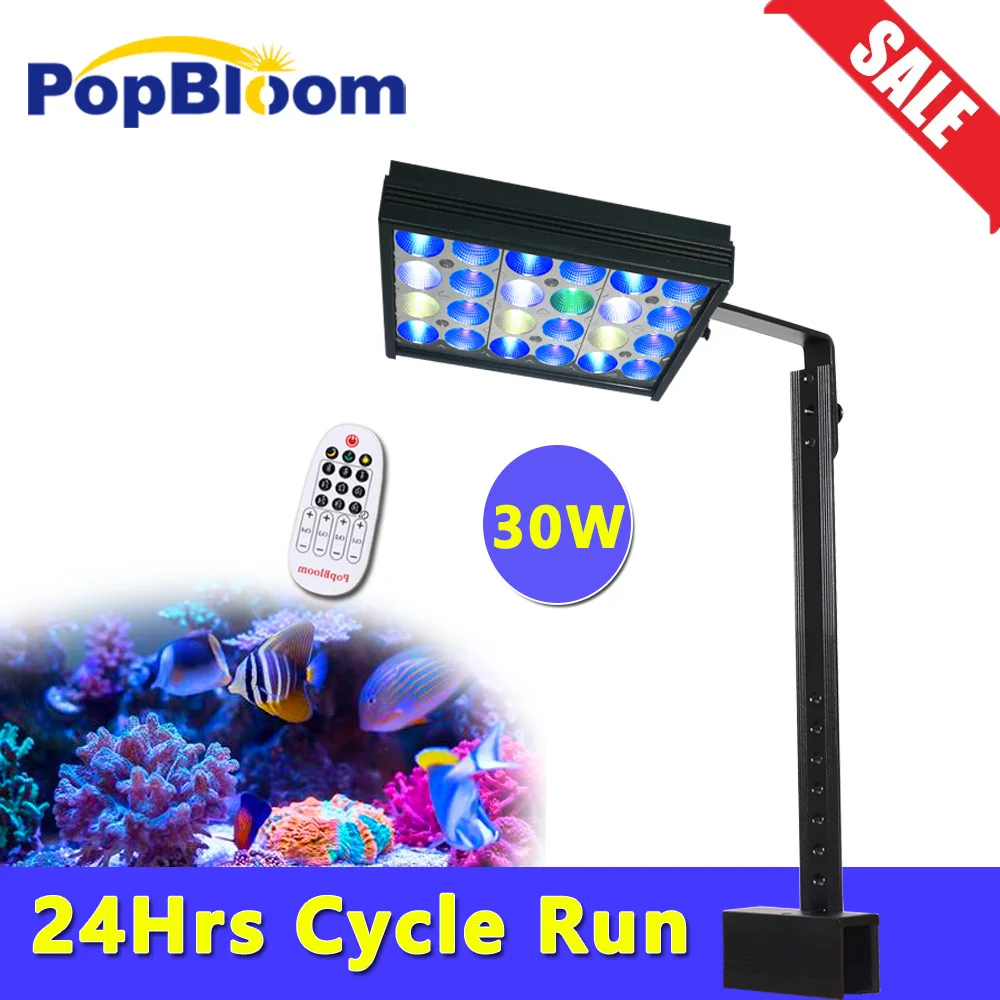 

PopBloom-Nano Marine Aquarium Light 30W Saltwater Light With Remote Control for Coral Reef Fish Tanks,30-45cm,LED Aquarium Lamp