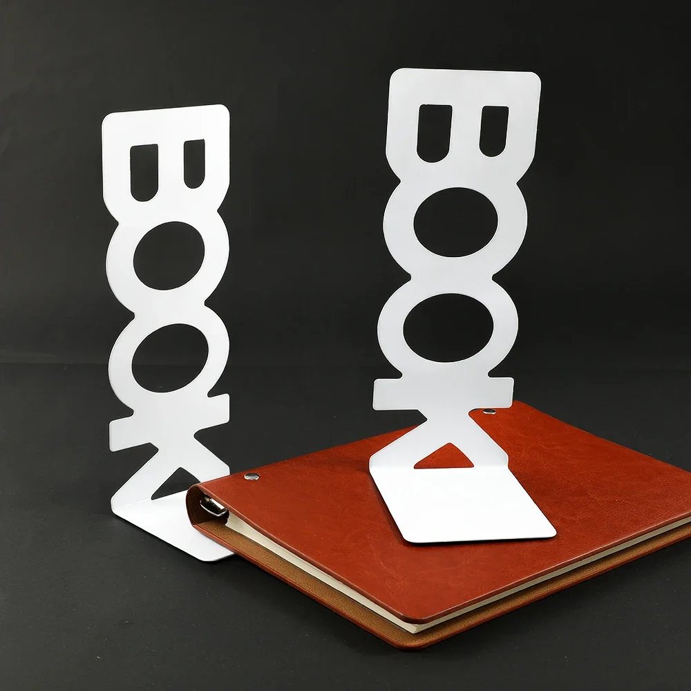 Book Organizer Book Holder Book Stand Book Metal English Letters Bookends Personality Creative Book Support Desk Office Decoration Reading Learn Office Appliances