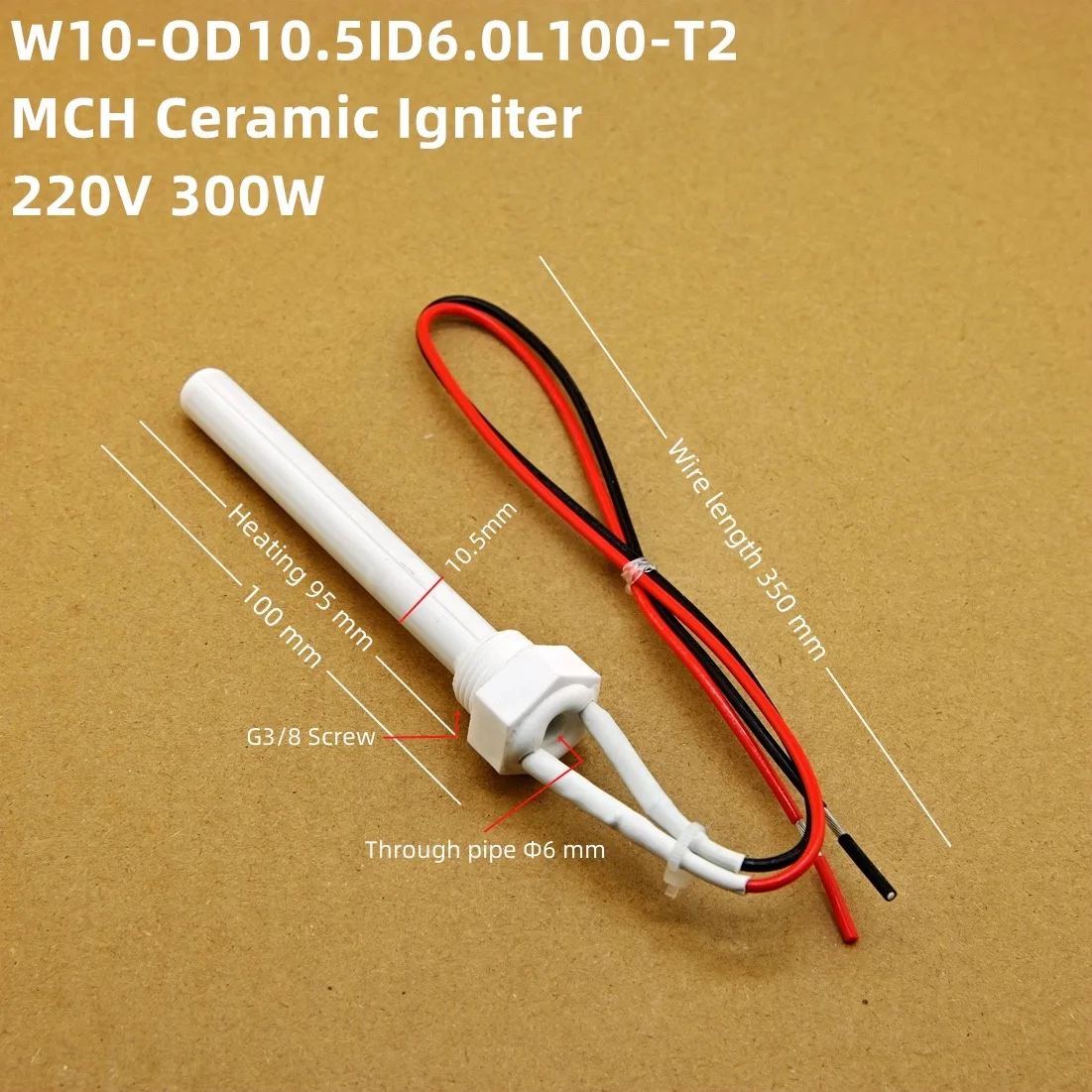 Ceramic Glow Igniter 3/8 Inch Ignition Resistor Pellet Stove 220v 300w Ignition Cartridge Ignition Rod For Pellet Stove 100x10.5x6 Mm - View #6