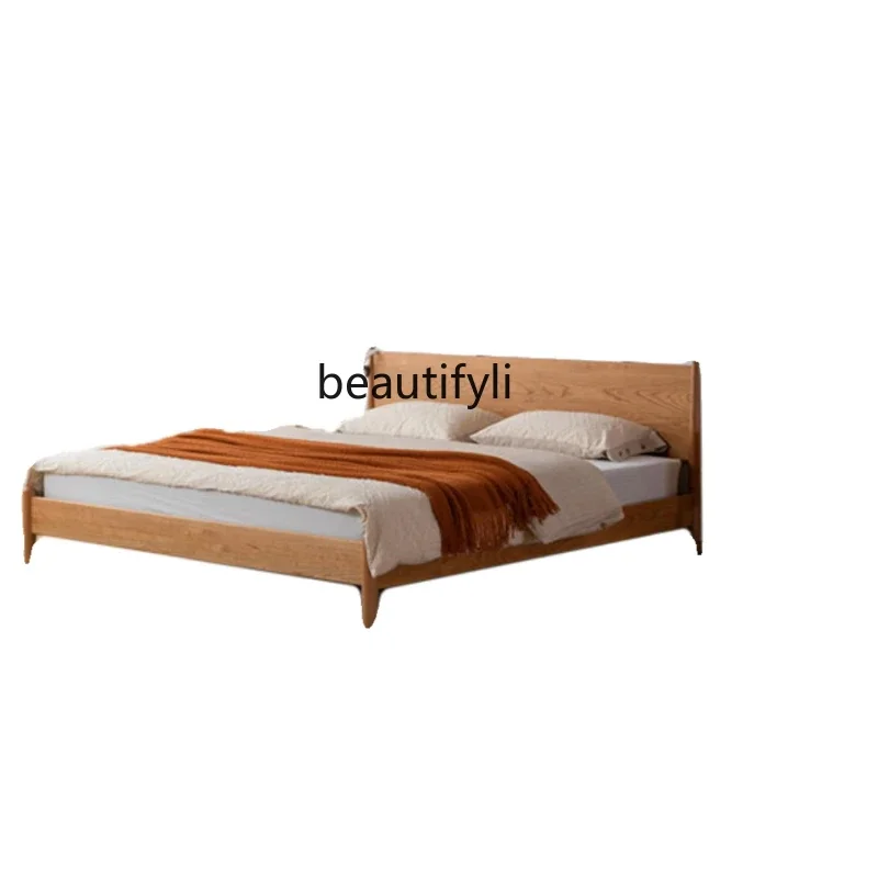 

European Bed Japanese Style White Oak Furniture Log 1.5 Small Apartment Cherrywood Solid Wood Single Double 1.8 M Bed