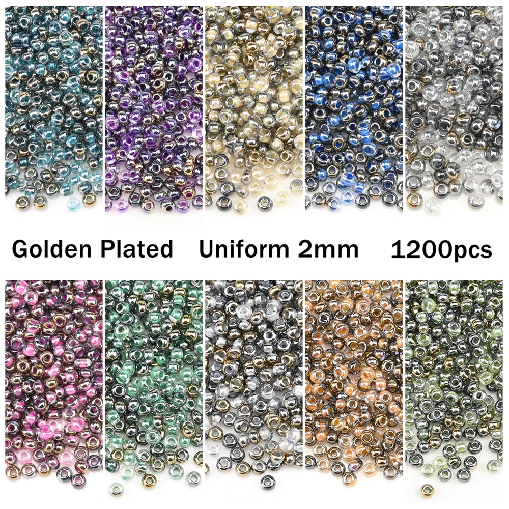 1200 Stück 2 mm mehrfarbige tschechische kleine Glasperlen, lose Distanzperlen für Handarbeiten, DIY-Schmuckherstellung, Charms, handgefertigtes Armband