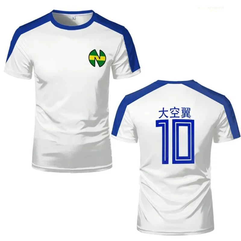 T-shirt sportive per uomo Capitano Tsubasa Anime Jersey Cosplay Top personalizzati Uomini e donne allentati Abbigliamento sportivo ad asciugatura rapida T-shirt per bambini - immagine 2