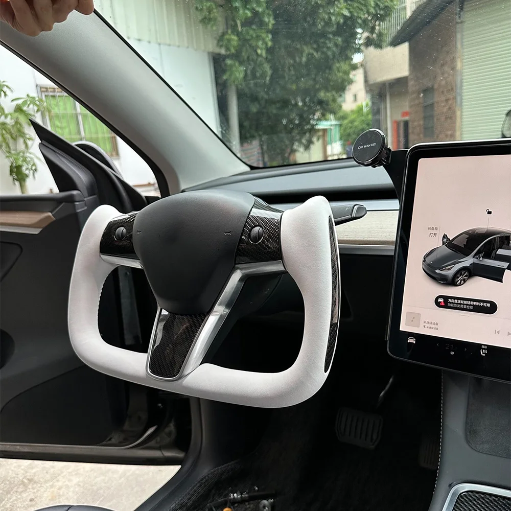 For Tesla Model 3/y yoke Steering Wheel 2019-2023 Heating Optional  Personalized Real Carbon Fiber Leather Steering Wheel