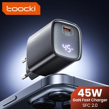 Toocki 45W GaN Caricatore KR Plug SFC 2.0 PPS 3.0 QC4.0 Tipo C Caricatore rapido per telefono per iPhone 17 16 15 Samsung Galaxy S25 S24 Xiaomi