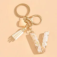 Mode blanc coeur gland lettre pendentif résine porte-clés femmes sac à dos breloques porte-clés clé voiture bibelot accessoire cadeau 6