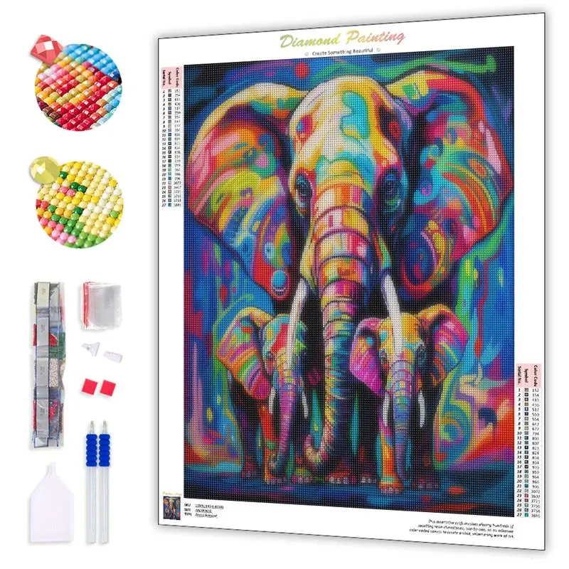 CHENISTORY Diamond Embroidery Complete Kit Colored Elephant 5D Diamond Painting Mosaic Pictures Wall Art Home Decoration diamond painting