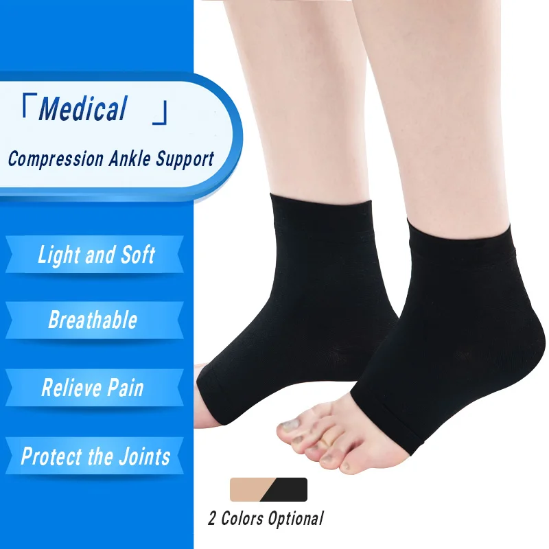 1 Pair Medical Compression Ankle Brace Elastic Unisex Gym Workout Foot