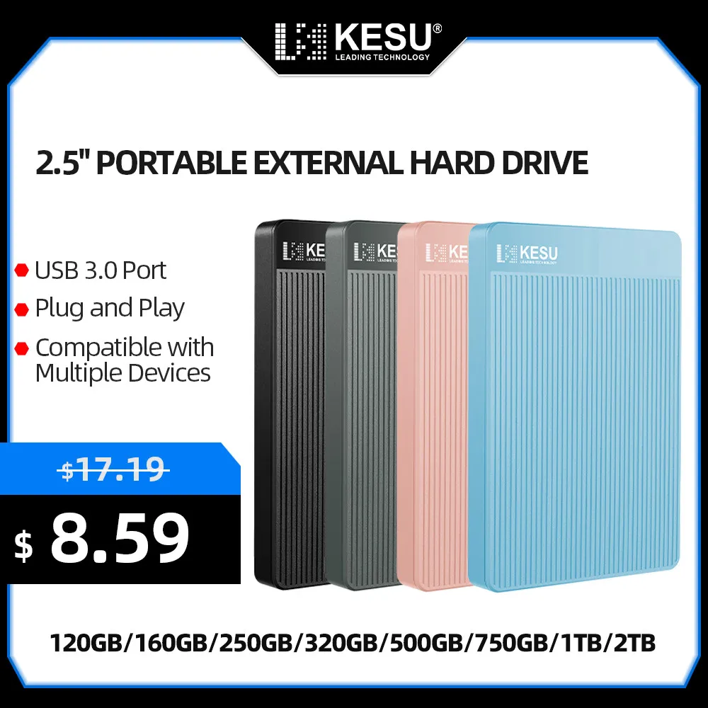 Kesu-disco Rígido Externo Portátil Hdd 2.5 320gb 500gb 750gb 1tb 2tb Armazenamento Usb3.0 Compatível para pc Mac Desktop