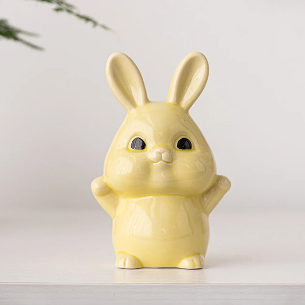 

Cartoon Rabbit Ornament Bunnies Decor Realistic Bunny Ceramic Birthday Decoration for Girl