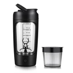 Portable Rechargeable Electric Protein Shaker Bottle - Self-Stirring Blender Cup, 650ml - 650ml (Black)