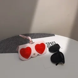 Charming Cartoon Cute Glasses Case - Portable Protective Sleeve for Sunglasses and Myopia Glasses (Pink love heart)