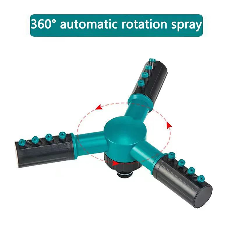 Three-prong 360 Degree Automatic Rotating Water Spray Sprinkler Nozzle Lawn Garden Watering Irrigation Supplies
