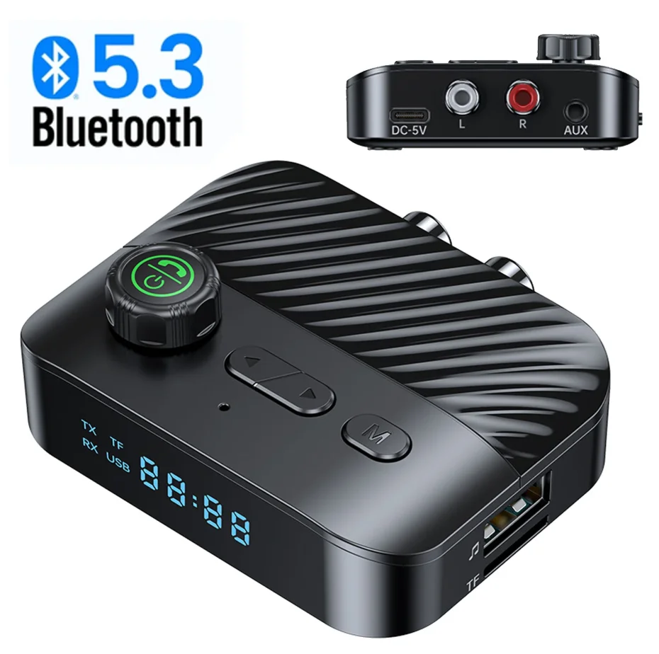 

Bluetooth 5.3 Audio Receiver Transmitter RCA/AUX/TF Card/U Disk Wireless Audio Adapter for Headphones/Speakers/TV/PC /Car