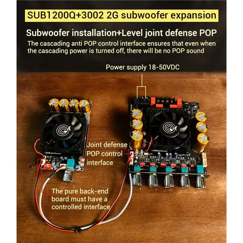 【지금 절약하세요】SUB1200Q 블루투스 디지털 앰프 보드 QCC3034+ ES9023 서브우퍼 확장 기능이 있는 Bt 앰프 보드 600W X 2