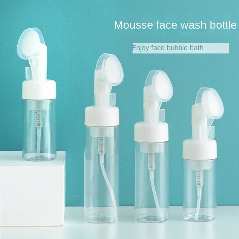Soap Foaming Bottle Facial Cleanser Foam Maker with Silicone Clean Brush Portable Facewashing Mousse Bottles
