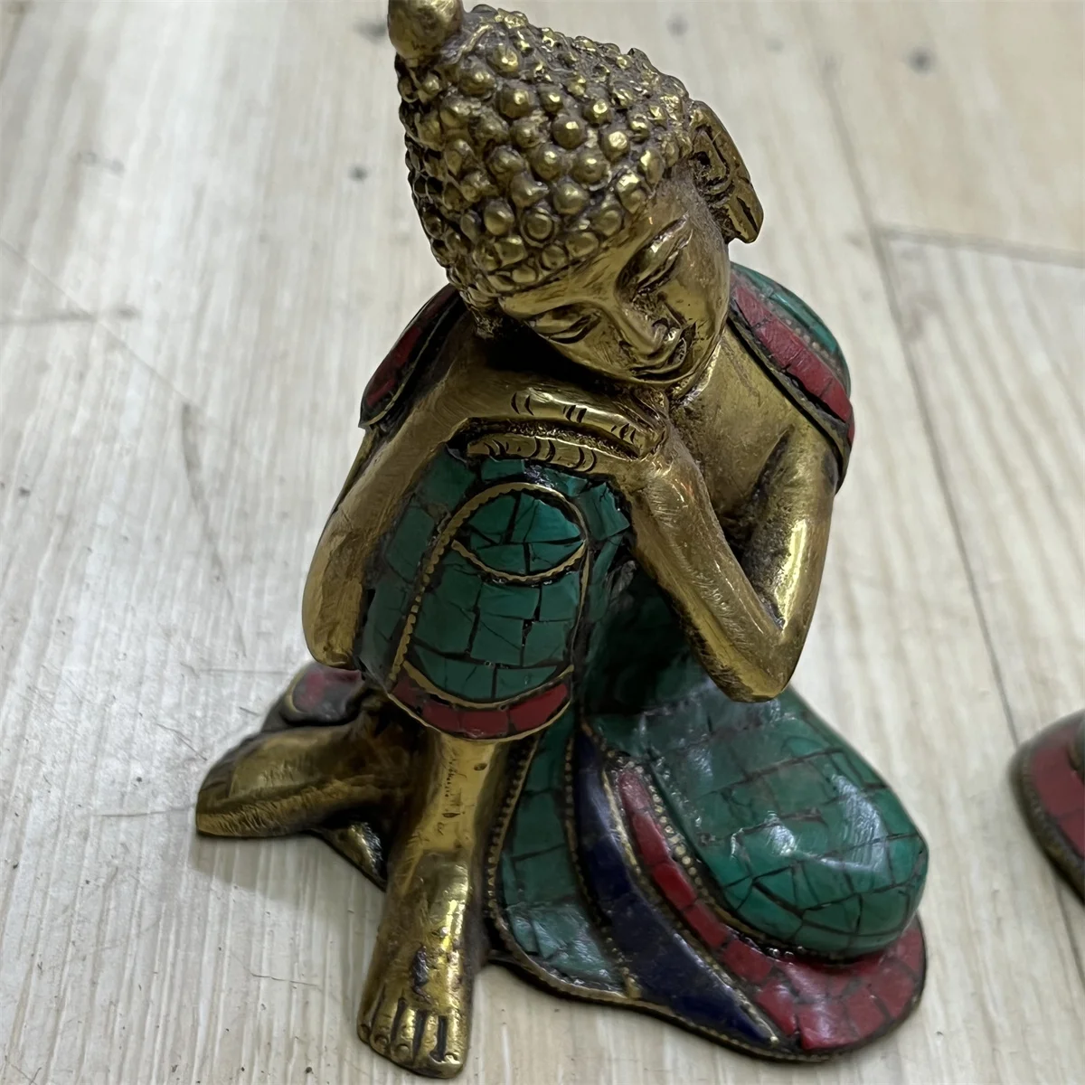 

Handicrafts old bronze ornaments green Tara thought Buddha statue fine workmanship classical traditional national style gift