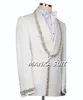 Trajes para hombre Customized Black Jacquard Wedding Groom Tuxedo with Crystal Double Breasted Blazer Pants Luxury Suits for Men 4