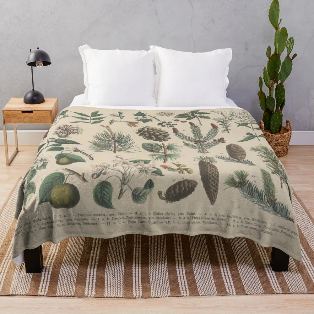 

Vintage botanical illustration Throw Blanket Vintage Blanket Quilt Blanket Decorative Blankets