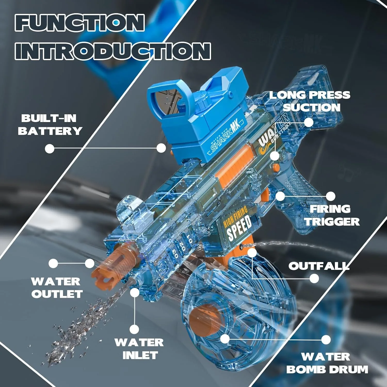 2024 Summer Automatic Electric UMP45 Submachine Water Gun Fights Toy Water Outdoor Beach Swimming Pool Toys Adult Kids 5