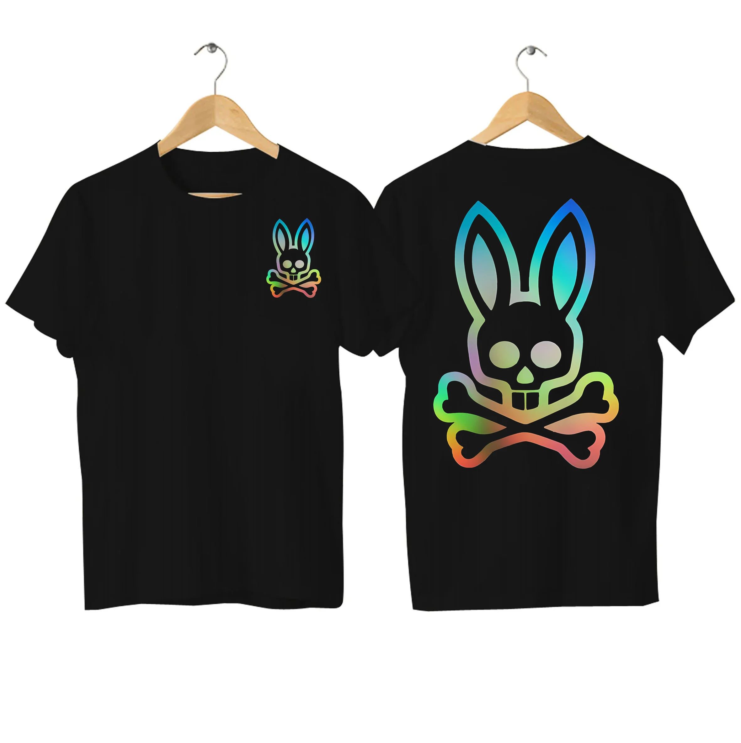 

2024O-neck Men Cartoon T Shirt Casual Psycho T-shirt Graphic Oversized Sports Tops Breathable Comfortable Bunny Streetwear S-3XL