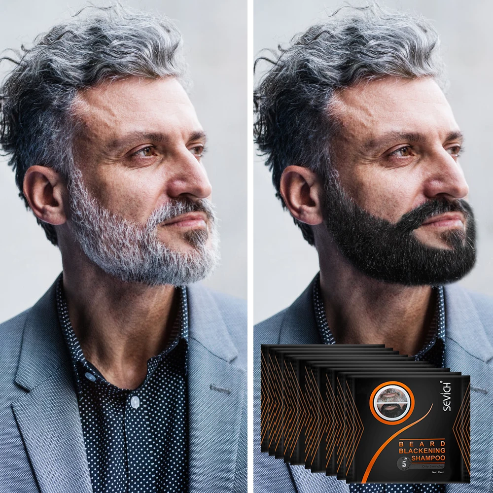 Hair Dye Shampoo 5 Minutes Men Efficient Blackening Beard Coloring Nourishing Beard Shampoo Dye Herb Natural Repair Faster Hair Color Dye 10pcs
