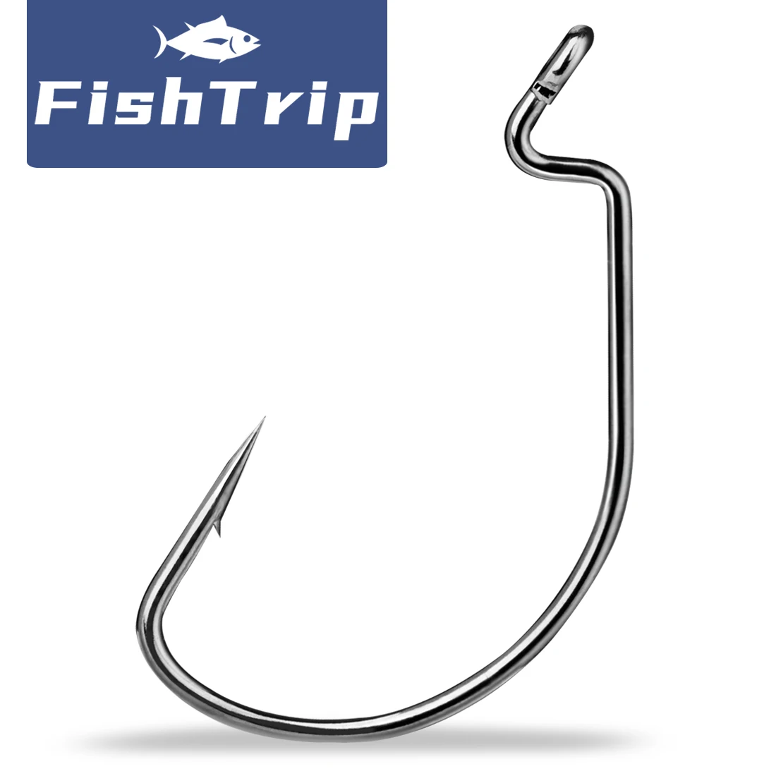 

FishTrip Wide Gap Worm Hooks Fishing Hook Super Deep Throat Classic Big Bass Hook Versatile Soft Plastic Offset Shank
